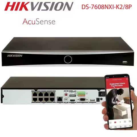 Hikvision 8ch 4K NVR Acusense 2SATA DS-7608NXI-K2/8P UP TO 160Mbps 20TB