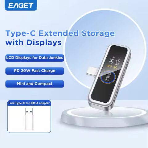 Eaget 64GB/128GB/256GB/512GB Type-C USB Flash Drive - i30, with LCD Displays and PD 20W Fast Charge 