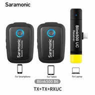 Saramonic Blink500 B1-B6 Ultracompact 2.4GHz Dual-Channel Lavalier ระบบไมโครโฟนไร้สายไมโครโฟนในตัวแล