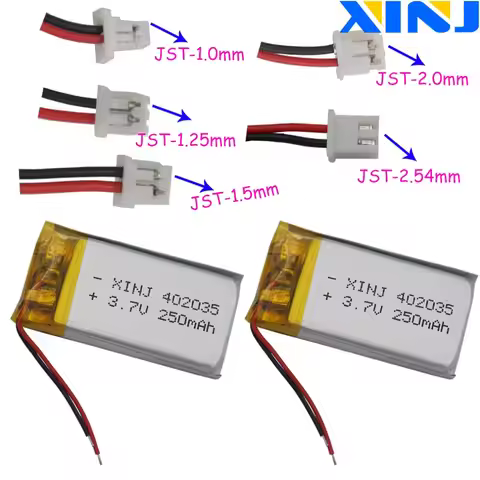 3.7V 330mAh Li-Polymer Li Lithium Battery 502035 JST 2Pin 1.0 1.25 1.5 2.0 2.54mm Connector For MP3 