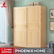 All Solid Wood Pine Sliding Door Wardrobe 1.2/1.4/1.6/1.8m Two Doors Log Cabinet