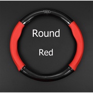 หนังคาร์บอนไฟเบอร์พวงมาลัยฝาครอบคาร์บอนไฟเบอร์หนังพวงมาลัยฝาครอบ Audi RS SLINE A3 A4 A5 A6 A7 A8 Q2