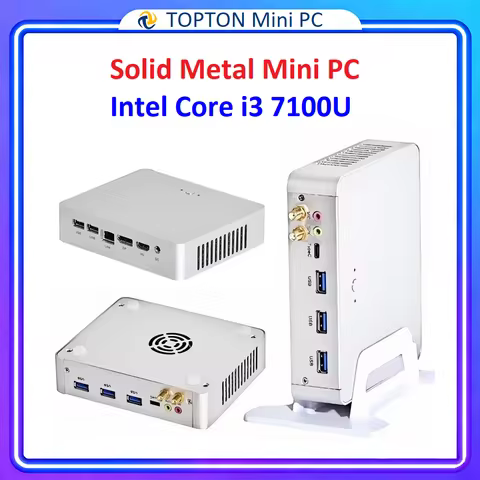 Topton Metal Barebone Mini PC Intel Core i3 7100U 2.4GHz DDR3L M.2 Type-C 5xUSB Dual Monitor Home Of