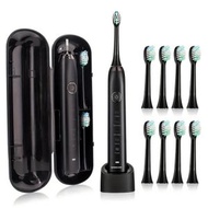 全城熱賣 - 薩魔 S100 IPX7防水8刷頭便攜聲波電動牙刷（黑色）