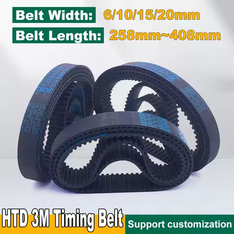 HTD 3M Timing Belt 3M Closed Loop Rubber Belt Width 6 10 15 20mm HTD3M Synchronous Belt Perimeter 25