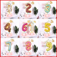 ns4 16pcs Doughnut Foil Number Balloon Ice Cream Candy Balloon Macaroon Balloon Birthday Party Needs