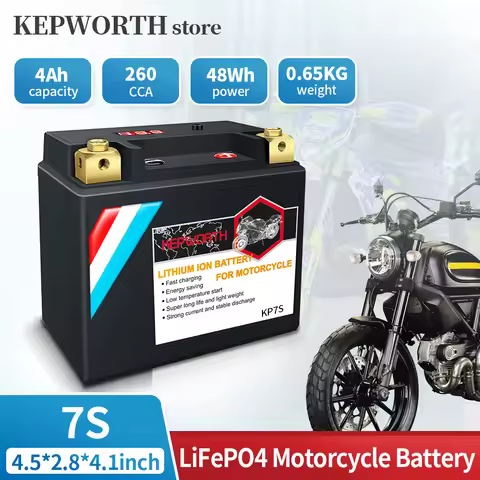 KEPWORTH7S 12V 4Ah LiFePO4 Motorcycle Battery 260CCA Lithium Iron Phosphate Battery Replace YTZ7S Fo