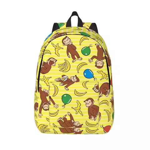 Curious George Monkey Cartoon Backpack for Men Women Cool Student Work Daypack TV Series Laptop Shou