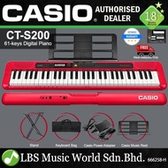 Casio CT-S200 61 Key Casiotone Electric Keyboard Intermediate Package Music Piano Red (CTS200 CT S20