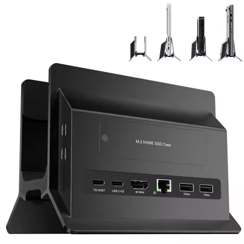 MacBook Docking Station, Vertical Laptop Docking Station for Mac mini with M.2 NVMe case Compatible 