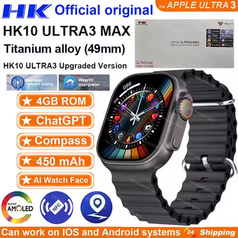 2025 Genuine HK10 ULTRA 3 MAX Smartwatch 49mm AMOLED 4G ROM Bluetooth Call Network Chat Robot Clock