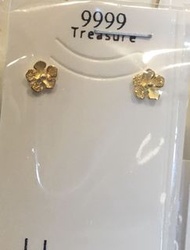 黃金純金9999時尚小花耳環 氣質花朵造型耳環 重0.14錢 pure gold flower earrings 9999 24k