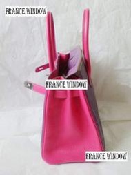 France Window 愛瑪仕 柏金包 HERMES BIRKIN 定製款 紫羅蘭拼桃粉色銀扣 山羊皮 30cm