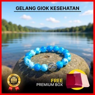 WEARMOURA Anniversary Gift for Wife Jade Bracelet/ Young Initialbiru - Exclusive Box & Greeting Card