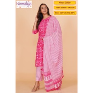 S-5XL - [New Designs] Readymade Cotton Punjabi Suit - Nirmalya Hand Printed 3Pc Set