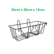 AgroBuddy Flower Pot Balcony Rectangular Iron Hanging Rack/  Rak Besi Gantung Pasu Bunga Segi Empat Panjang 阳台悬挂式长方铁艺护栏花架