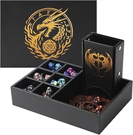 DND Dice Tray and Dice Tower with Storage, 3 in 1 Dice Rolling Tray with Lid, Portable Dice Box Stor
