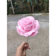 bunga mawar flanel realistic - pink muda