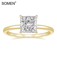 SOMEN 925 Sterling Silver 2CT Promise Rings Gold Stunning Wedding Bands Engagement Rings Princess Cu