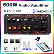 600W Bluetooth Audio Amplifier Bluetooth 5.0 Board D100 Subwoofer Dual Microphone AMP Module 12V 24V