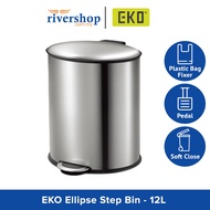EKO Ellipse EK9325MT - 12L Stainless Steel Bin Step On Bin / Foot Pedal Dustbin Rubbish Bin Trash Ca