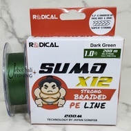 Radical Sumo X12 PE Line - PE 0.6 0.8 1.0 1.5 200 meters - UL Fishing Line