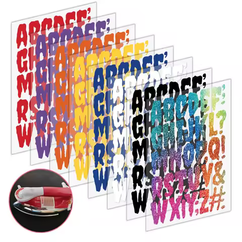 8colors Letters Iron On Transfer Sheet 2Inch Single A-Z Heat Transfer Print On T-Shirt Jeans Hat Clo