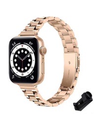 1入組女式細金屬錶帶兼容 Apple Watch 系列 8 7 Se 6 5 4 3 38 40 毫米 41 毫米 49 超薄不銹鋼錶帶兼容 Apple Watch 手鍊智能手錶錶帶配件