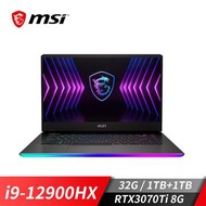 微星 MSI Raider GE77 HX 電競筆電 17.3"(i9-12900HX/32G/1T+1T/RTX3070Ti/W11)黑-特仕版 GE77HX 12UGS-005TW-SP1