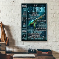 2D Flat,1pc Wooden Framed To My Girlfriend When I Say I Love You More Boyfriend Turtle Matte Canvas 
