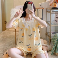 Baju tidur wanita/piyama korea baju celana pendek(MS02)- Orange