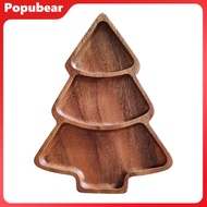 Christmas Tree Shaped Wooden Serving Tray Charcuterie Board Compartment Snack Platter for Breakfast 