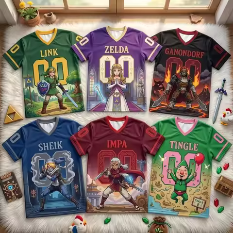 The Legend of Zelda Football Jersey 3D Full Print V Neck Short Sleeve T Shirt Men Women Streetwear L