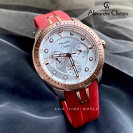 [Original] Alexandre Christie 2772BFRTRSL Multifunction Sapphire Women Watch with Red Silicon Strap