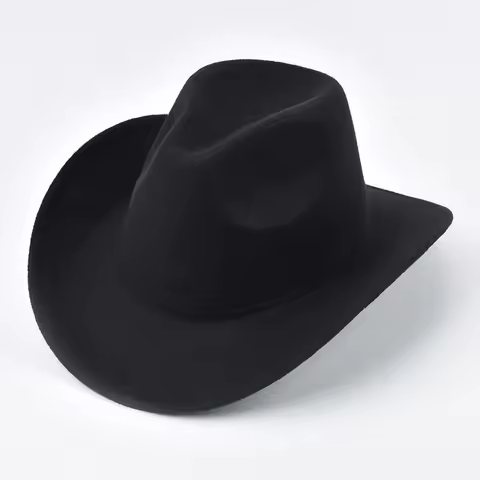 Unisex Western Cowboy Hat Vintage Roll Brim Felt Hat Suitable for Daily Casual Wear, Western Cowboy 