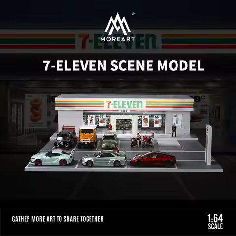 TimeMicro+MoreArt 1:64 Car Dioramas Parking Lot Led Lights Vehicle Display Collection Display Connec