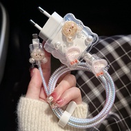 Heart Bear Strap Set Cartoon Charger Case USB Cable Protector For iphone 20w 18w 35W