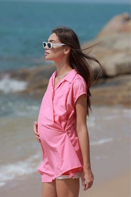 M55 Cap sleeve shirt เสื้อคลุมท้อง ให้นม ปั๊มนม 2 ข้างได้