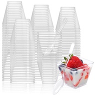 (DTVB) 100PCS 2OZ Mini Dessert Cups for Small Plastic Dessert Cups Disposable Dessert Cups for Puddi