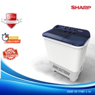 SHARP Mesin Cuci 2 Tabung 8 KG ESF T75NT Low Watt Cuci dan Kering