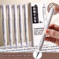 5pcs/set 0.5mmWhite Gel Pen Sets ST pen tip Black Refill Writing Gel Ink Pen For Student Stationery Pen School Supply
