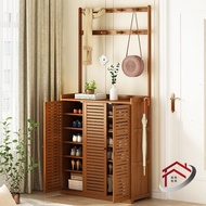Bamboo Shoe Storage Cabinet Multi-Layer Wooden With Door Large-Capacity Dustproof Shoe Rack  Shoe Cabinet