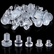 Jeffdad 50 Pcs Glass Table Top Bumpers Rubber, 5 Size Clear Rubber Table, Glass Bumper Rubber Stoppers for Glass Table Tops Non Adhesive Glass Table Rubber Grippers for Table Furniture Cabinet