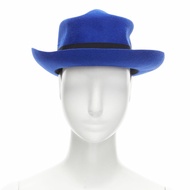 new MAISON MICHEL Tiger cobalt blue wool felt black grosgrain fedora hat 57cm