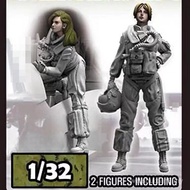 Yuanmoju GK1/32 Resin Model Navy Modern Female Pilot (2 People) Figure White Model 637R