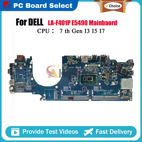 Laptop Motherboard For DELL Latitude 5490 LA-F401P with I3 I5 I7 7th/8th CPU 0C08DH 0M71FV 0NJFT2 08