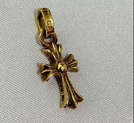 Chrome Hearts 22k gold cross Pendant with sapphire