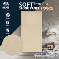 WOOD OUTLET (คลังวัสดุไม้) แผ่นติดผนัง ผนังหินเทียม PU นูนต่ำ รุ่น TR-01 สีครีม ขนาด 60x120 cm แข็งแ
