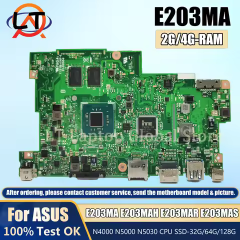 E203MA N4000 N5000 CPU 2GB/4GB-RAM 0GB/64GB-SSD Mainboard For ASUS E203M E203MAR E203MAS L203MA W203