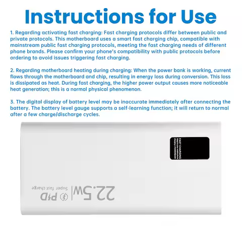 22.5W Fast Charging Motherboard Power Bank DIY Kit 1260110 Battery Box Power Bank DIY Kit 20000mAh P